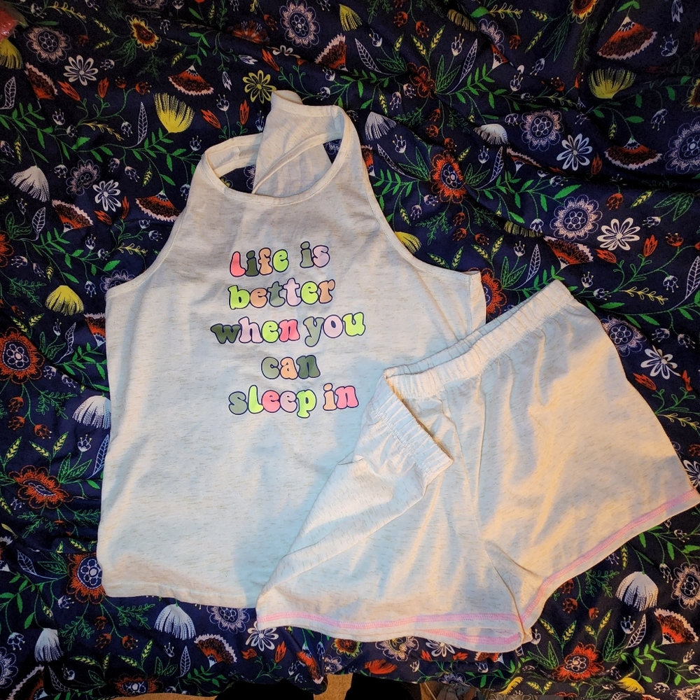 Arizona Jeans 2-Pc Oatmeal Heather PJ Set | Girls Size XL Plus